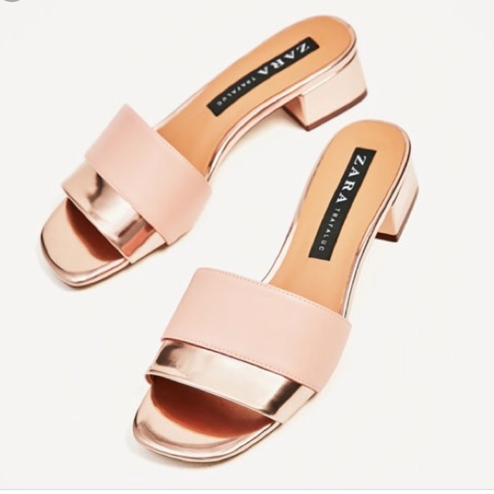 Zara block leather heels